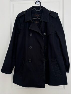 Coach New York Classic Black Double Breasted Trench Coat